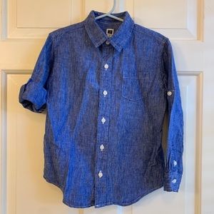 JANIE & JACK Linen Chambray Roll-Cuff Button Down